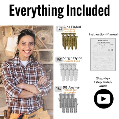 EVALD Heavy Duty Floating Shelf Brackets 4 Inch, Hidden Brackets for Shelving with Screws & Anchors, Floating Shelf Mount, Brackets for Floating Shelves (4 Pack) - size: 4 Inch, style: 4 Pack Heavy-duty