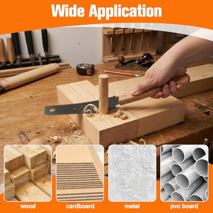 3 Pack Hand Saw Set with 2 Ergonomic Handles, Includes Japanese Pull Saw & Multi-Purpose Blade, Heavy Duty Woodworking Tool for DIY, Carpentry, Cutting Wood & Plastic