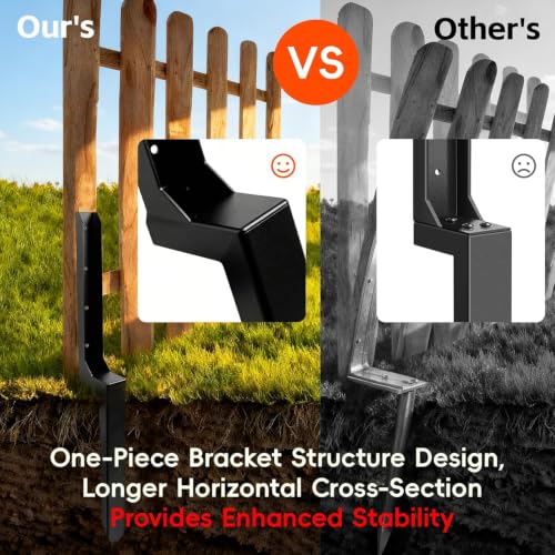 2 Pack Fence Post Repair Kits with Strong One-Piece Steel Anchor & Stakes - color: Black-2pack