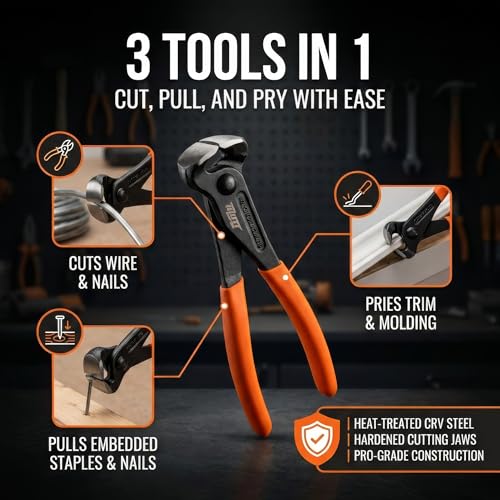 Mutt Tools 8" End Cutting Pliers Nail Puller Pliers for Wire and Staples
