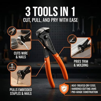 Mutt Tools 8" End Cutting Pliers Nail Puller Pliers for Wire and Staples