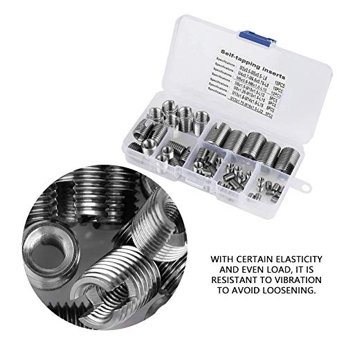 Tyenaza 50Pcs Quick Thread Insert with Storage Case, M3 M12 Self Tapping Thread Insert, Stainless Steel Inner Thread Self Tapping Thread Inserts Set, Thread Reinforce Repair Tool