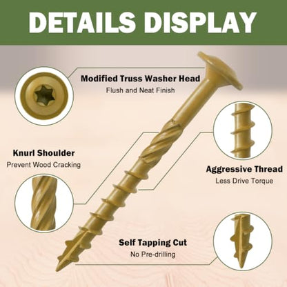 LIONMAX Lag Screws, Structural Wood Screws #14 x 2-1/2, 300-PCS, Bronze - color: Bronze, size: #14 x 2-1/2"