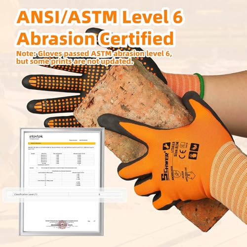 Schwer 3/6/12 Pairs Safety Work Gloves, MicroDot Abrasion & Grip, LT5619, M - size: Medium