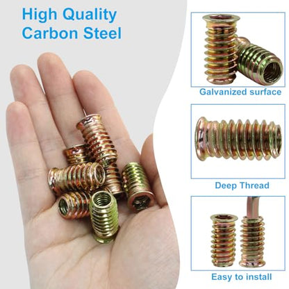 30 Pcs 5/16"-18 x 25mm Threaded Inserts for Wood - size: 5/16"-18 x 25mm