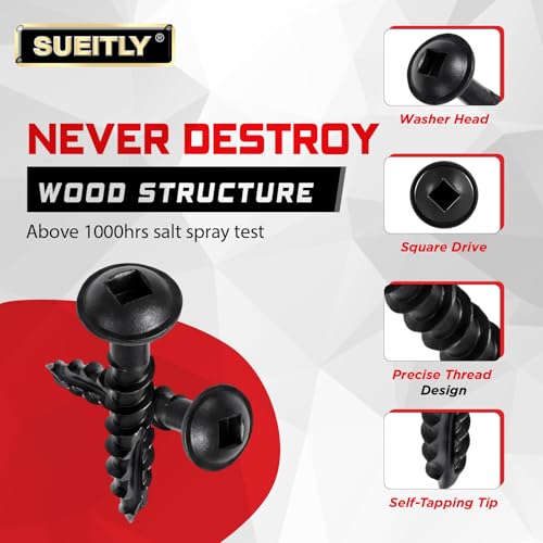 Pocket Hole Screws #8 x 2, 120 PCS Black Square Drive Wood Screws, Self Tapping Screws for Wood Projects - size: #8 x 2"