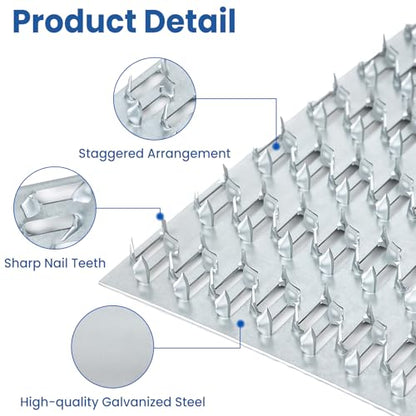 20 Pack Truss Plates, 4" x 6" Pronged Truss Mending Plate with Nail Teeth, Galvanized Steel Repair Tie Plate Bracket for Roofting Truss Wood Timber Connector - size: 4" x 6"