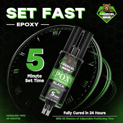 2 Part Black Epoxy Glue 5 Minute Set Adhesive, 0.85 oz Syringe - color: Black, size: 0.85 fl oz (25 ml)