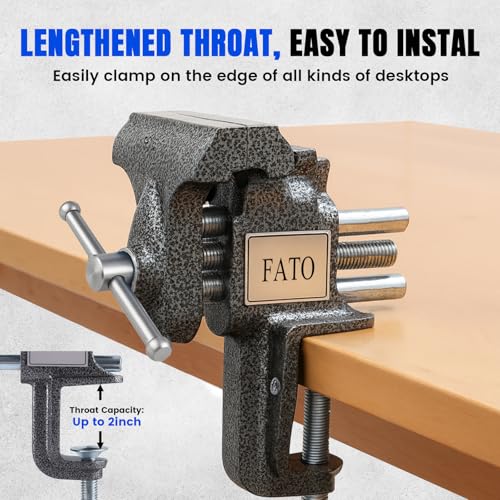 FATO 3” 360° Clamp-On Table Vise, 800LB Clamping Force - size: Table-3"