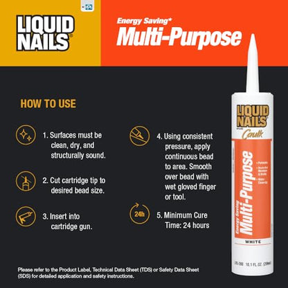 Liquid Nails Multi-Purpose Construction Caulk & Sealant - size: 10 fl oz