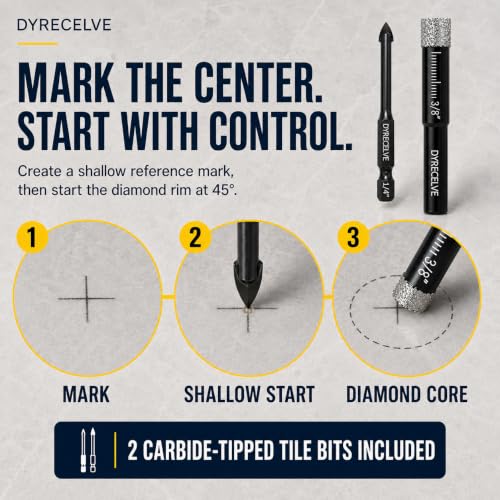 DYRECELVE Dry Diamond Drill Bits for Ceramic, Tile Drill Bits, 10-Piece Set - style: Diamond Drill Bits Set