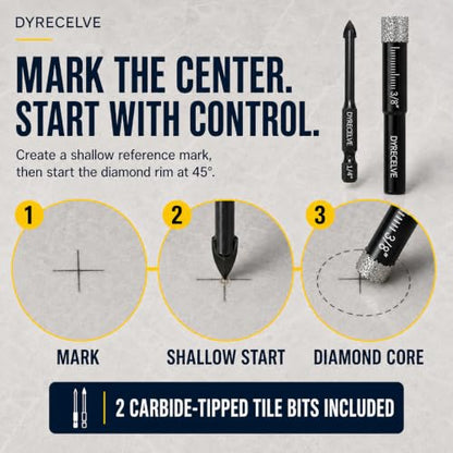 DYRECELVE Dry Diamond Drill Bits for Ceramic, Tile Drill Bits, 10-Piece Set - style: Diamond Drill Bits Set