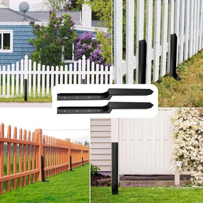 2 Pcs Fence Post Repair Kit Angle Metal Sturdy Ground Stakes