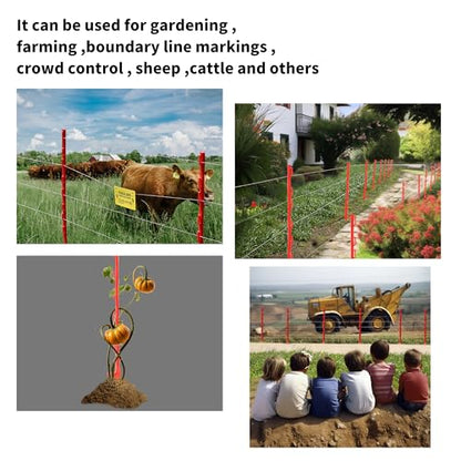 50PCS 48" Plastic Step-in Electric Fence Posts with Clips, Red - color: Red-50PCS