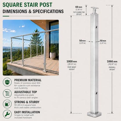 42-Inch Glass Railing Corner Post, 50mm, Black (LIUCHONGYANG99) - size: 50MM*50MM, style: Corner Post