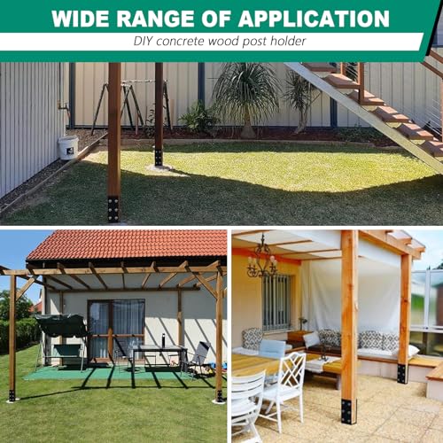 8pcs U-Shape Wet Concrete Post Holder for 4x4 4x6 4x8 Square Wood Post,Black Heavy Duty Post Anchor Steel Solid Rebar with for Wood Fence,Railing,Pergola
