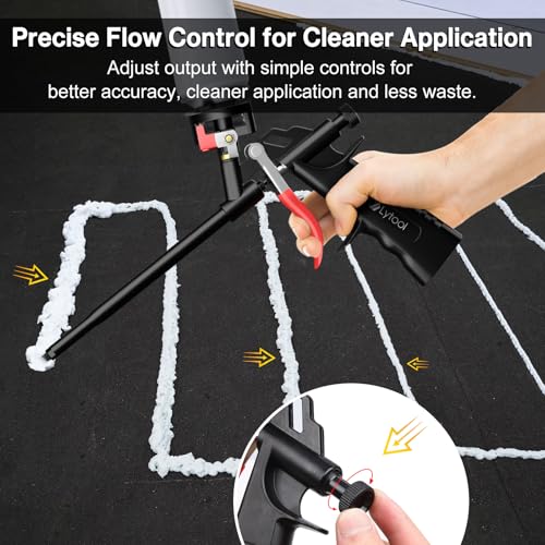 Lytool 2-Pack Spray Foam Gun Kit, PTFE-Coated Expanding Foam Applicator Gun with Extension Tubes & Cleaning Brushes, All-Metal PU Foam Gun for Insulation, Sealing, Gaps & Cracks - color: 2 Pcs Black