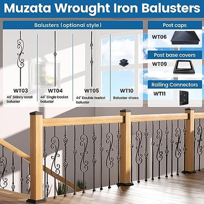 Muzata 40 pcs Deck Railing Brackets Connectors for 2x4 Wood Post WT11