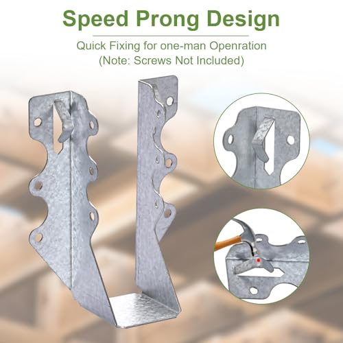 55 PCS 2x6 Steel Joist Hangers, 20 Gauge Galvanized Brackets for Wood