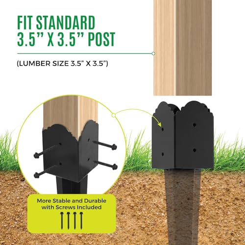 24"x4"x4" Heavy Duty Fence Post Anchor Ground Spike, Black, 6-Pcs,S2 - color: 6 Pack, size: 24''x4''x4'' Style B