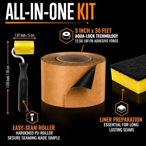 EPDM Seam Tape, Double Sided Butyl Rubber Roofing Adhesive, 30 ft x 3 in