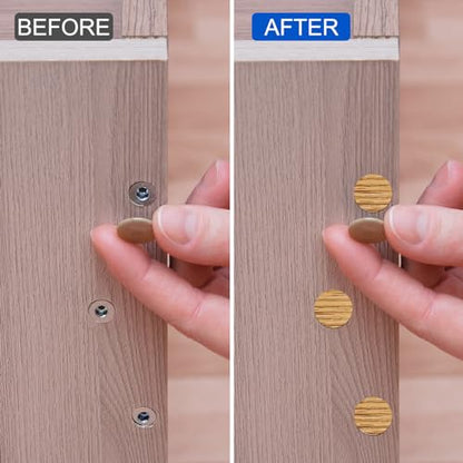 Uxcell 7 Sheets/378PCS Self Adhesive Screw Hole Stickers, 2.1cm/0.83" PVC Screw Hole Covers for Furniture, Wood Cabinet, Wall, Desk, Table, Bookcase, Walnut - color: Walnut