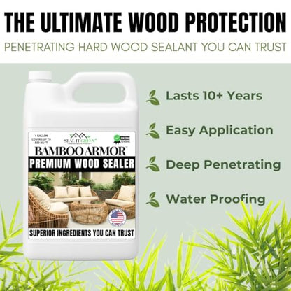 Seal It Green Xtreme BAMBOO Sealer| Plant-Based Wood Sealer | Deep Protection for Decks, Fences, Furniture & Outdoor Structures | Waterproof Exterior Treatment | 1 Gallon, Cedar - color: Cedar