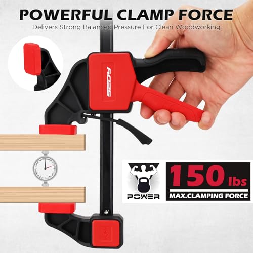 6-Pack 12 Inch Bar Clamps for Woodworking with 2-Piece Clamp Connector, 12" Quick-Release Wood Clamps with 150 LBS Load Limit, Trigger Clamp Set, One-Handed Clamps/Spreader for Woodworking - style: 12" (6-Pack) | Extends to 24"+ New Version