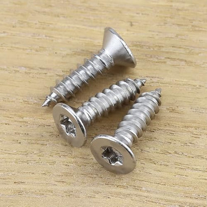#6 x 1 Flat Head Torx Drive Self Tapping Screws for Wood and Sheet Metal, 304 Stainless Steel 18-8, Corrosion Resistant Countersunk Star Drive Head Screws, Pack of 100 - size: #6 x 1"