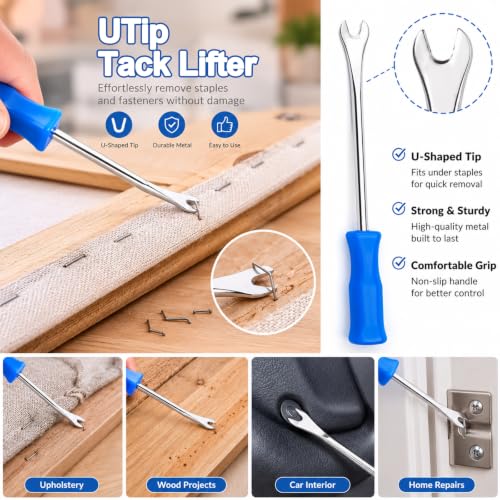 3 Pcs Upholstery Staple Remover Tool Set, High‑Carbon Steel Tack Puller Kit - color: 3pcs