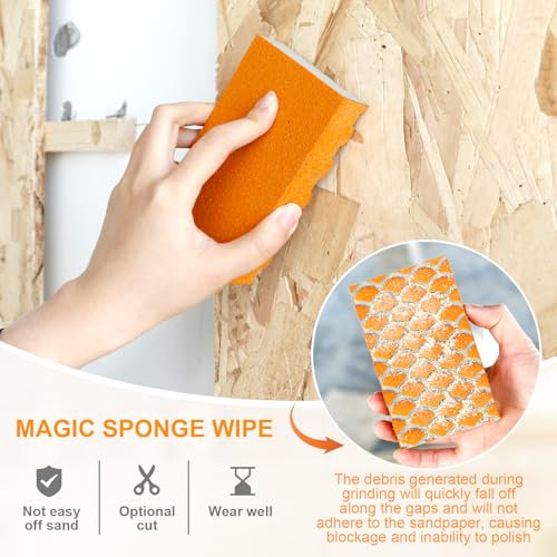 10 Pack Sanding Sponges, 60-150 Grit Wet Dry Sanding Blocks