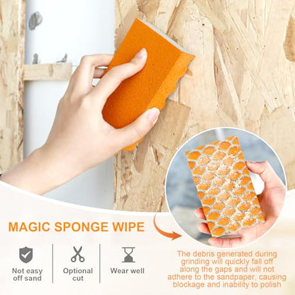 10 Pack Sanding Sponges, 60-150 Grit Wet Dry Sanding Blocks