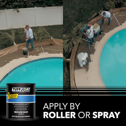 Tuff Coat Medium Texture Rubberized Non-Skid Deck Coating – Textured Non-Slip Safety Surface for Pool Decks, Docks, Boat Ramps, Patios, Walkways & High-Traffic Areas (UT-212 Medium Blue 1-gallon) - color: Medium Blue, size: 128 Fl Oz (Pack of 1)
