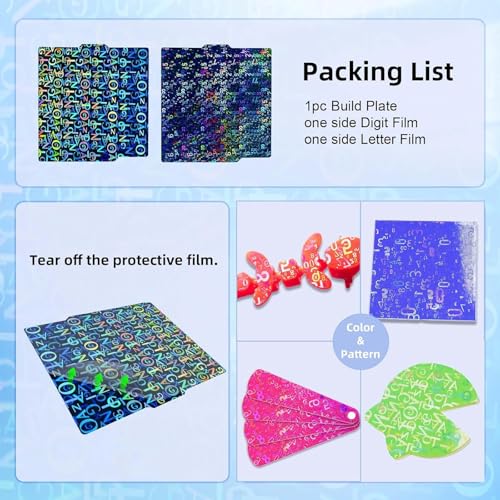 Smooth Holographic Pen Build Plate for Bambu Lab X2D/A1/X1C/X1/X1E/P1S/P1P/P2S 256x256mm Digit+Letter Pattern Flexible Spring Steel Build Plate for Bambu Lab 3D Printer Platform - color: PEN(Digit+Letter)