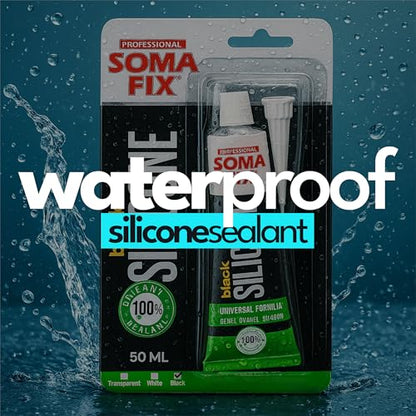 Black Silicone Caulk (No Gun Needed) Flexible & Waterproof Caulking Tube - color: Black