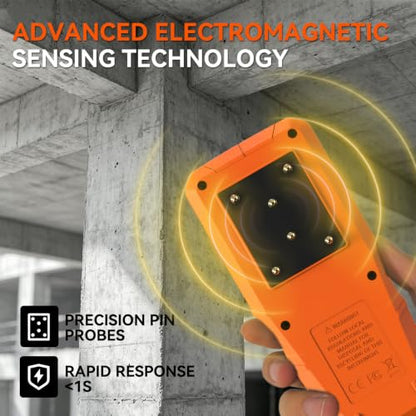 RDINSCOS Rechargeable Moisture Meter for Wood, Walls & Hardwood (Orange) - color: Orange