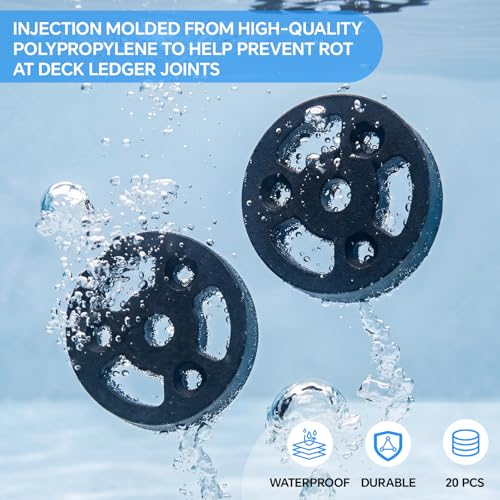20 Pcs,2" X 1/4" Deck Board Ledger Spacers Bulk Building Drainage Tool - size: 2" X 1/4"