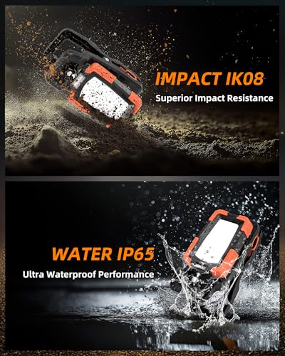 Rechargeable Work Light with Clamp,Foldable Magnetic Work Light,360° Rotate - color: Orange