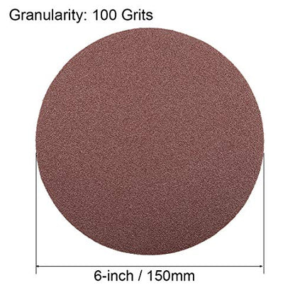 uxcell 6" PSA Sanding Discs 100 Grits Self Stick Aluminum Oxide Sandpaper for Random Orbital Sander Wood Metal Dry Polishing 20pcs - style: 100 Grit