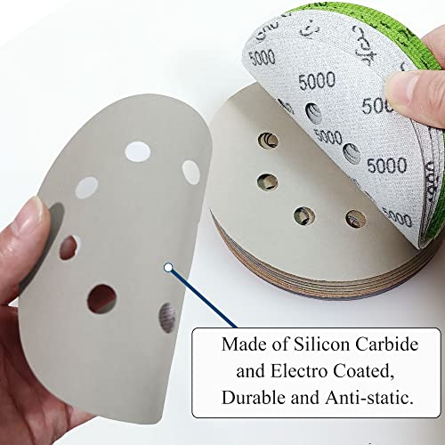 #2000-#10000 24 PCS 5 Inch 8 Hole Sanding Discs 2000/3000/4000/5000/7000/10000 Grit Compatible for Random Orbital Sander Sanding Grinder (24 PCS 5 inch 8Hole #2000-#10000) - style: 24 PCS 5 inch 8Hole #2000-#10000