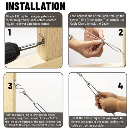 Anti Sag Gate Support Cable Frame Kit for Wooden Fence, White, 1 Pack - color: Sliver