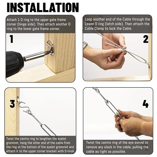 Anti Sag Gate Support Cable Frame Kit for Wooden Fence, White, 2 Pack - color: Sliver