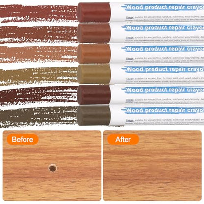 HARFINGTON Wood Filler Sticks 6 Colors Wooden Wax Touch Up Furniture Repair Crayons for Brown, Red, Begonia, Red Oak, Light Teal, Light Red Maple - color: Red Series