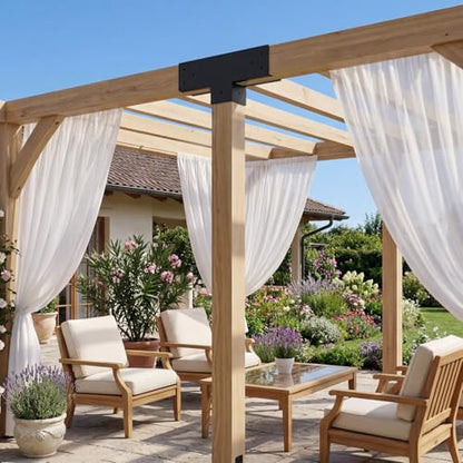 3-Way T-Shaped Pergola Brackets Kit, 2Pcs Post and Beam T Brackets Woodwork Brackets with Screws for 4x4 Pergola Kit, Heavy Duty Wood Beams for Patio Pergola,Log Cabins,Gazebo(Actual:3.7"x3.7") - size: 2PC T-Shape(4*4)