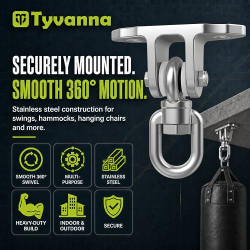 Heavy Duty Swing Hangers 2 Pack Stainless Steel Ceiling Mount - color: Silver/2pack