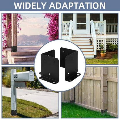 Post Anchor Brackets Kit for 6x6 8x8 Post, Adjustable Post Base Heavy Duty Half Column Support Bracket for Pergola Railing Mailbox Deck Black 8 PCS