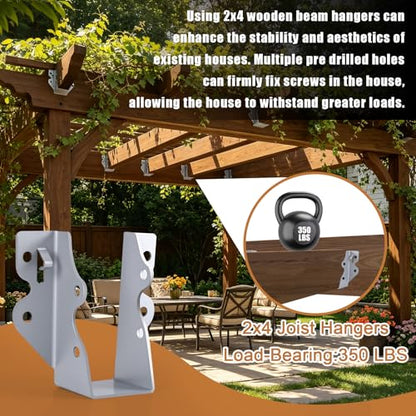 2x4 Joist Hangers Galvanized 40 Pcs,16 Gauge Face Mount Joist Hanger - size: 2" x 4"