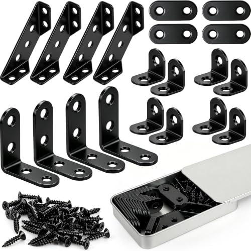20 Pack L Bracket Corner Brace Kit, 4 Sizes Stainless Steel Corner Bracket