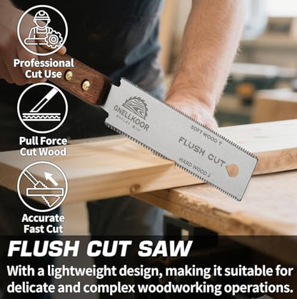 Japanese Flush Saw, 6 In Ryoba Hand Pull Saw of 17/20 TPI Professional Rip, Cross & Flush Cut Tool to Help Carpenter for achieve Soft Hard Woods Cutting Quickly Accurately Without Scratches - style: 6 Inch (150mm) Flush Cut Saw