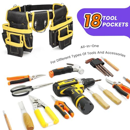 Tool Belt for Men, Freely-Combinable Magnetic Tool Belt with Suspenders - color: Black and Yellow